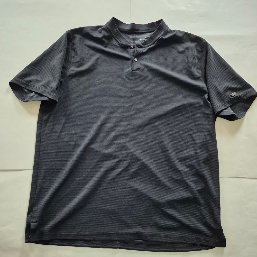 Nike AeroReact Tiger Woods Golf Polo Shirt Mens XXL Black Blade Collar TW Logo